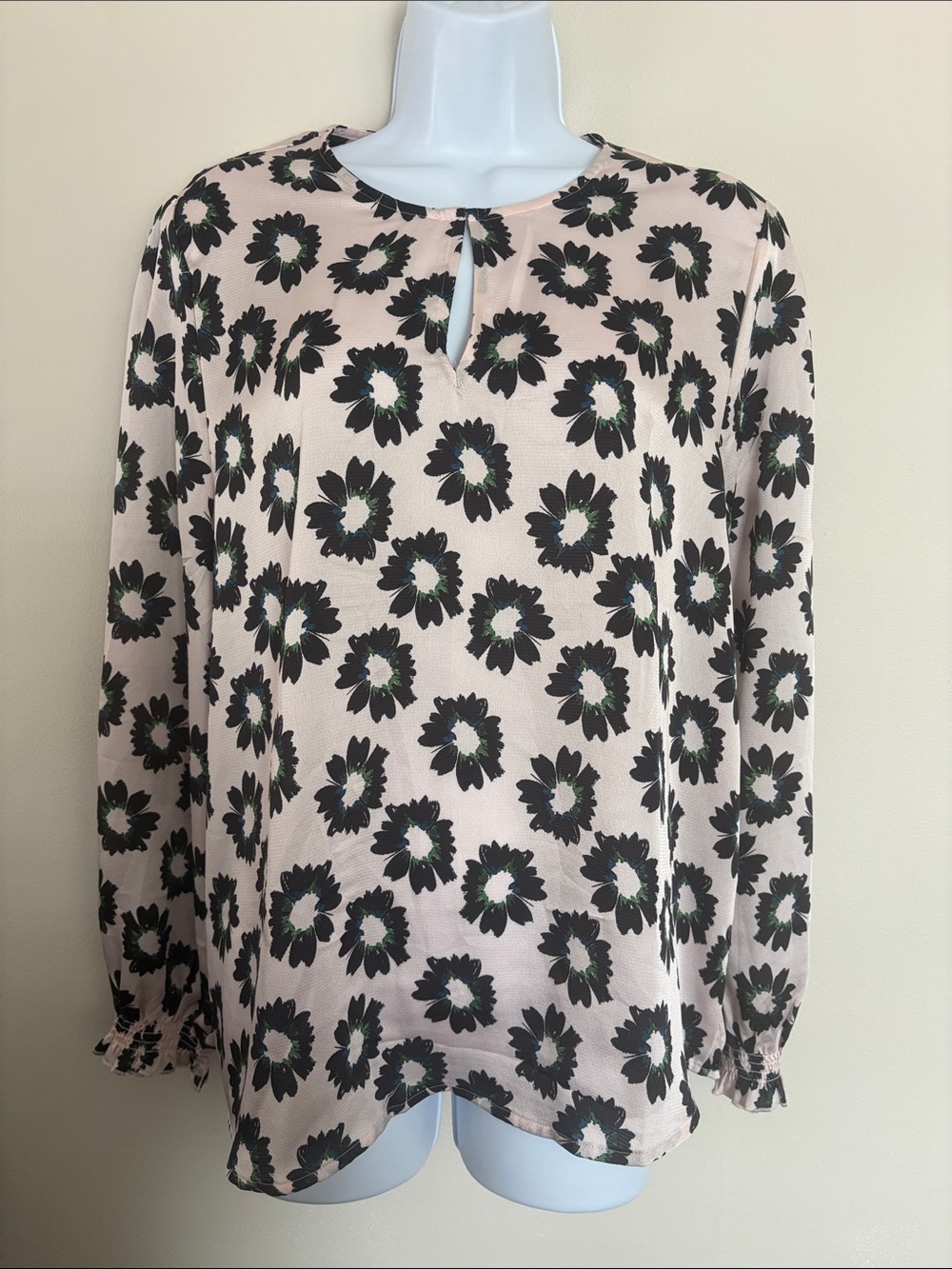 Ted Baker Pink Floral Keyhole Long-Sleeve Blouse